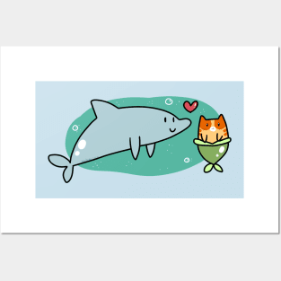 Dolphin and MerCat Love Posters and Art